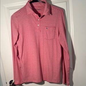 Vineyard Vines boys  Red Striped Edgewater polo Shirt size large